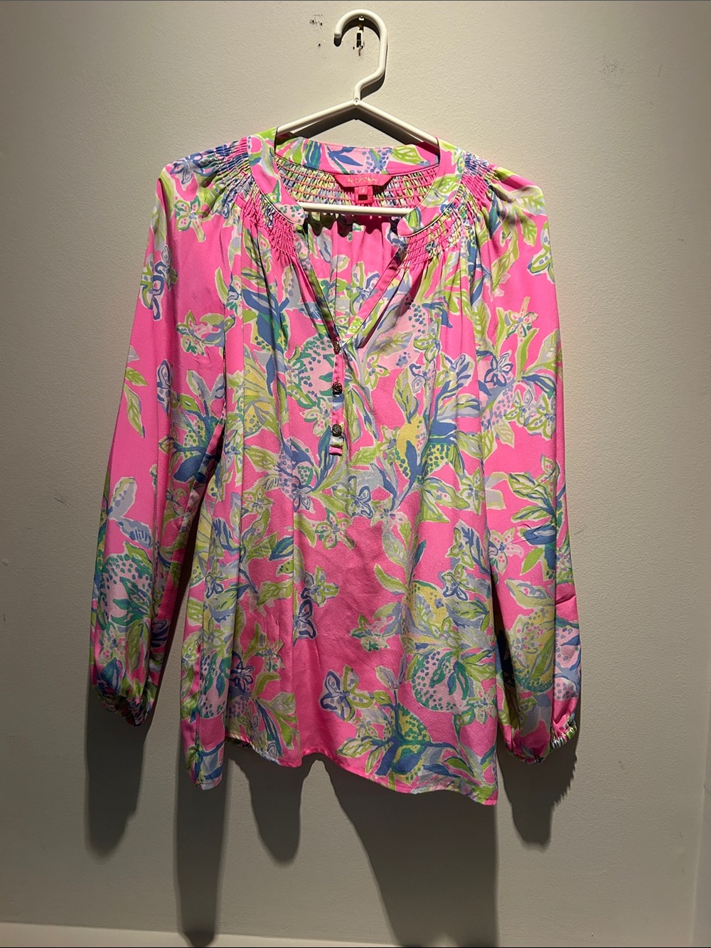 Lilly Pulitzer Pink Floral Peasant Tunic